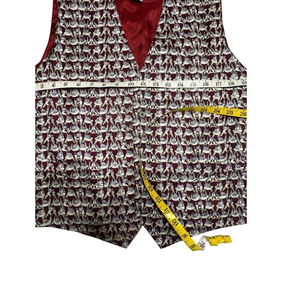 90s Vintage Looney Tunes Bugs Bunny All Over Print Silk Vest Size Medium READ - Picture 14 of 16